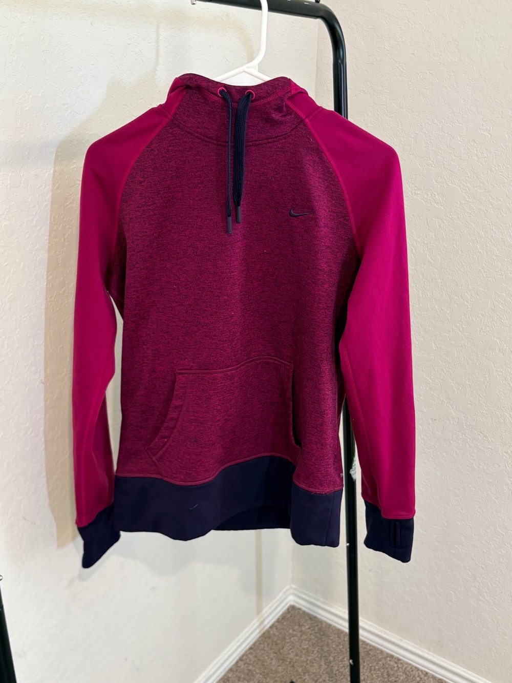 Nike Women's embroidered logo Therma fit Burgundy and Fuchsia hoodie